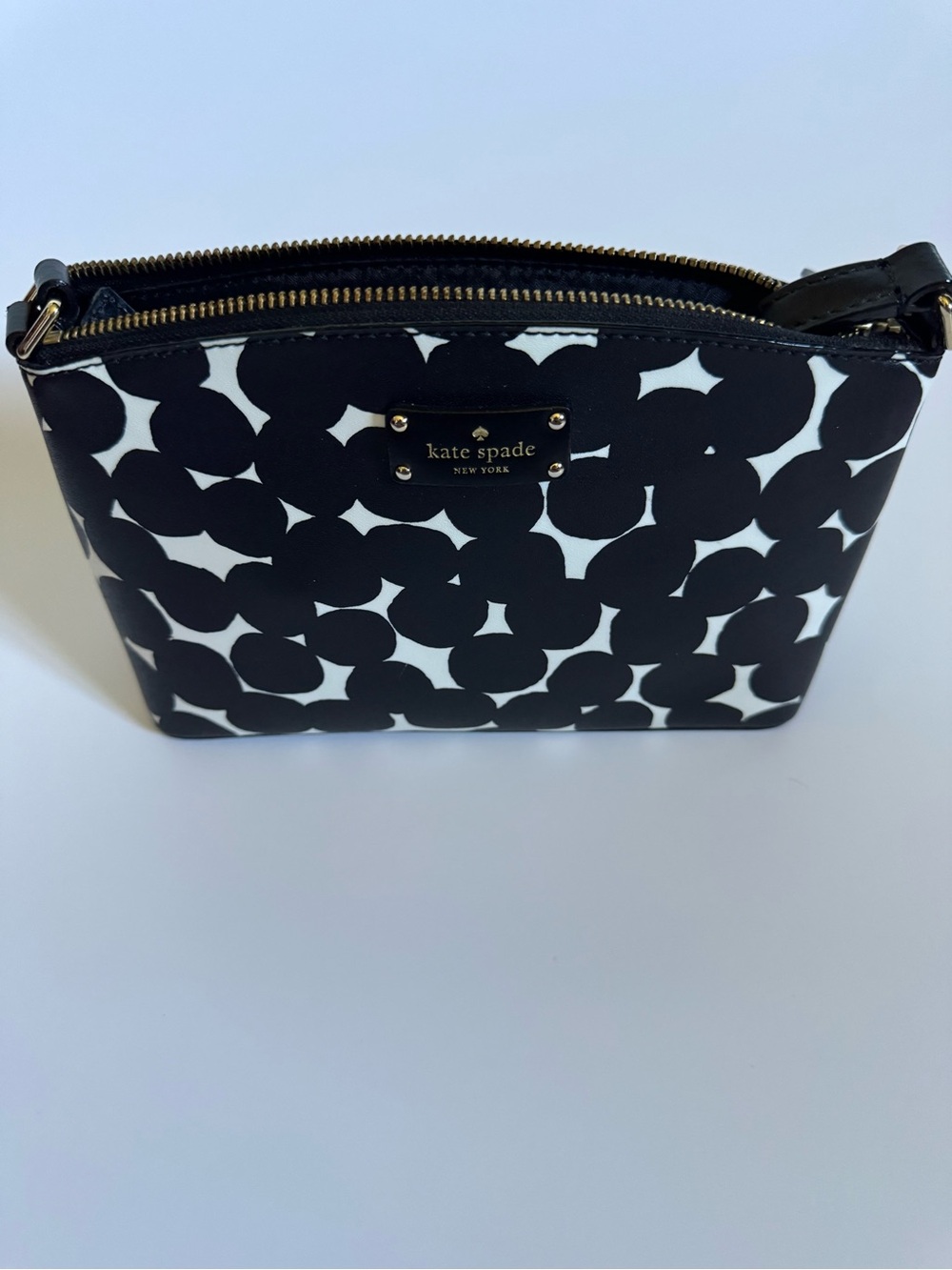 kate spade Black and White Dot Print Leather Purse
